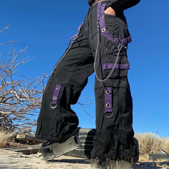 Tripp nyc Pants - Vintage 90s - Y2k TRIPP NYC Black and Purple Chain Bondage Pants